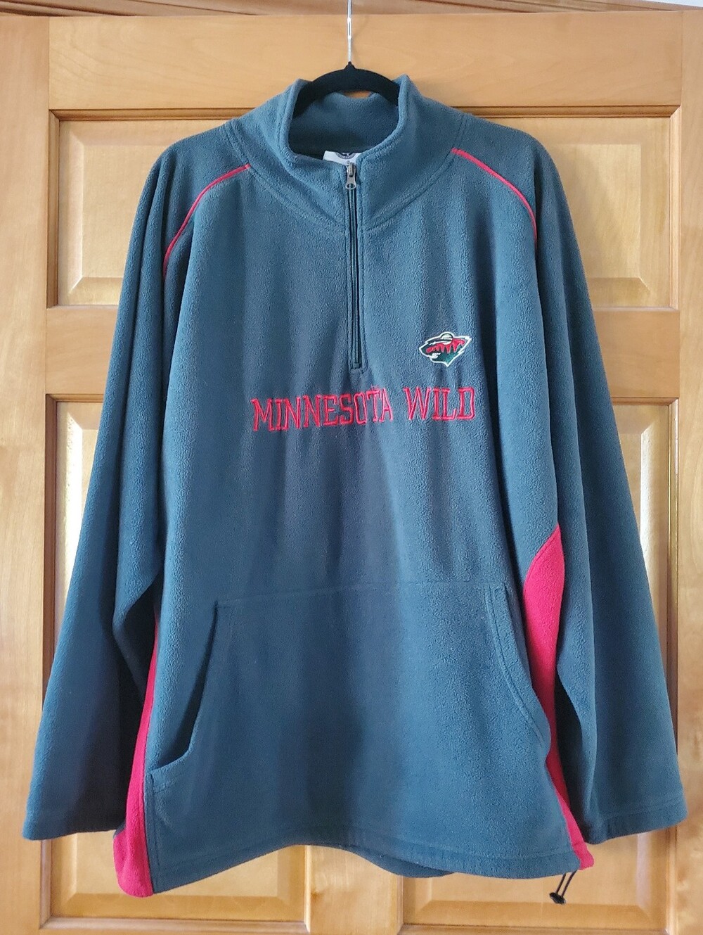 Minnesota Wild Half-Zip Fleece Pullover - Forest Green & Red 2XL